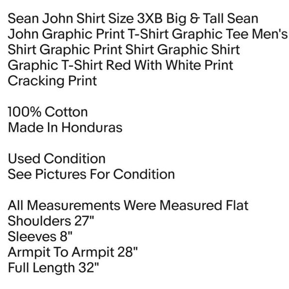 Sean John Shirt Size 3XB Big & Tall Sean John Graphic Print T-Shirt Graphic Tee - Picture 2 of 9